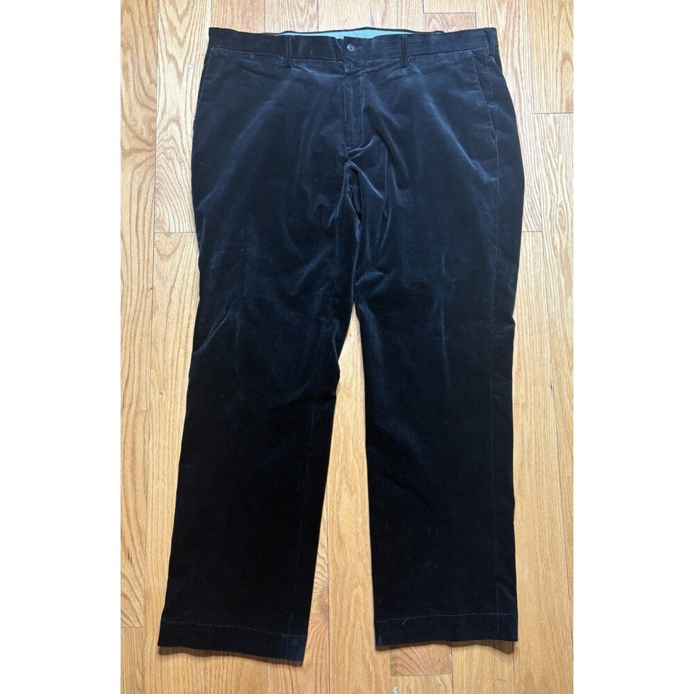 Polo Ralph Lauren Pants Mens 42x32 Black  Corduroy Pleated Classic Fit Preppy
